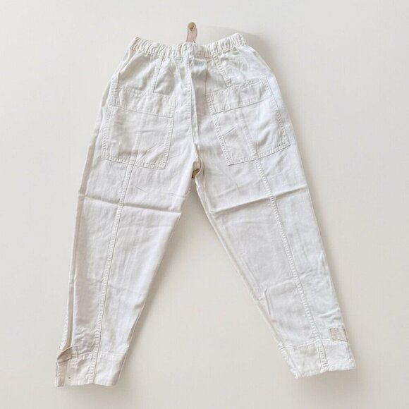 Zara High Waisted Tie Waist Cargo Pants Womens Small Beige Lyocell Cotton Linen - Picture 5 of 5